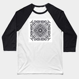 Black and White Mandala Baseball T-Shirt